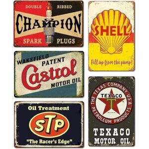 Vintage Metal Tin Signs Retro Garage Shop Men Wall Decorations Old Car 5 PC NEW